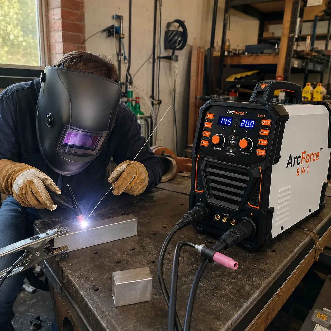 ArcForce utilizat pe o piesă de aluminiu